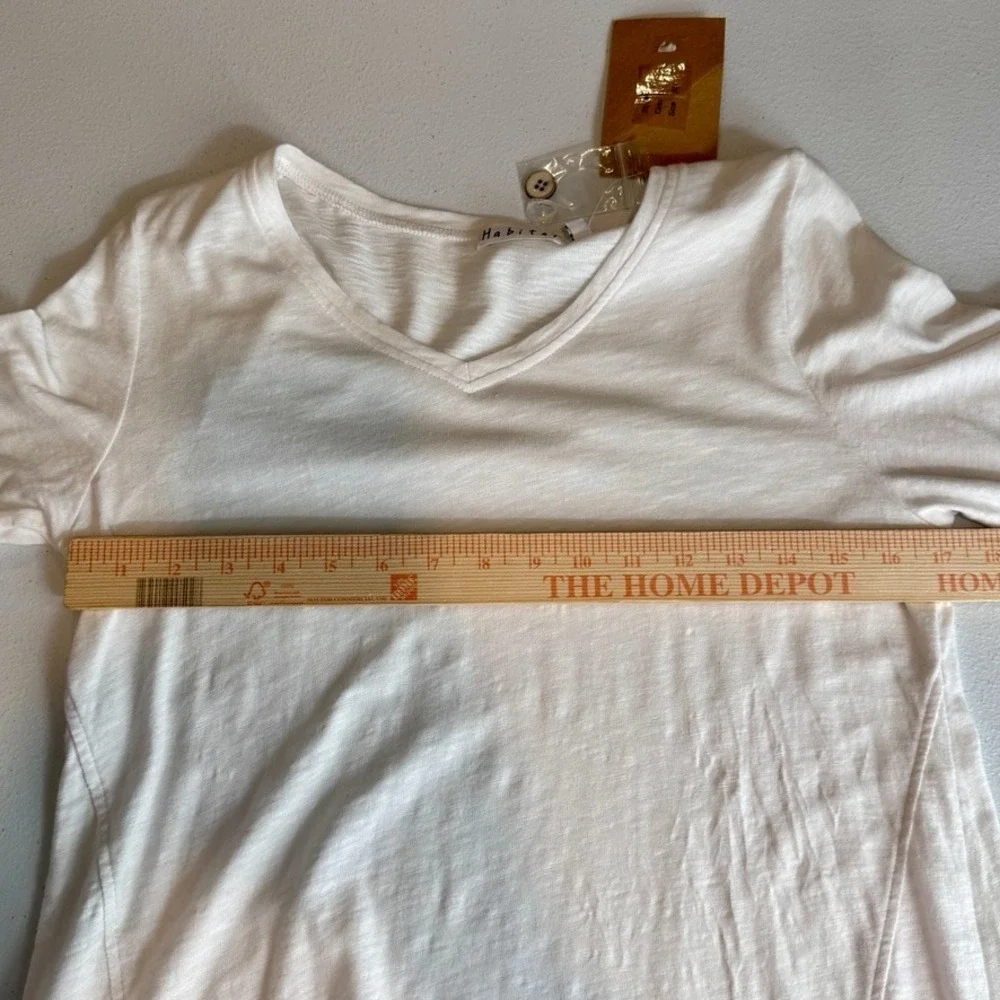 Habitat Womens Slub Cotton Asymmetrical Tunic Top Size XS White Minimalist‎